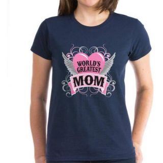  Womens World's Greatest Mom Heart Wings Mother's Day T Shirt
