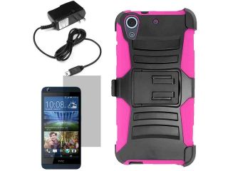 Armor Shell Holster Clip Combo Cover Case HTC Desire 626 s LCD Home Charger