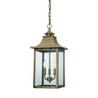 Acclaim Lighting St. Charles Collection Hanging Outdoor 3 Light Aged Brass Light Fixture 8316AB