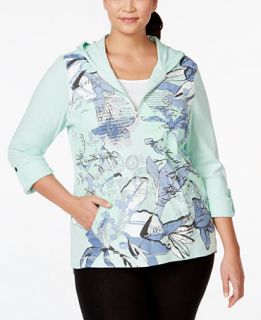 Style & Co. Sport Plus Size Half Zip Printed Hoodie, Only at
