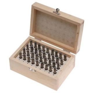 Beadsmith 36 Piece Letter & Number Punch Set For Stamping Metal 1/8 Inch 3mm (1 Set W/ Wood Case)