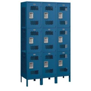 Salsbury Industries 83000 Series 45 in. W x 78 in. H x 18 in. D 3 Tier Extra Wide Vented Metal Locker Assembled in Blue 83368BL A