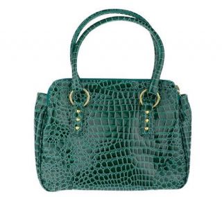 Joan Rivers Timeless Elegance Croco Embossed Green Handbag —