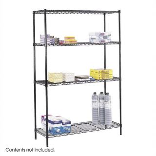 Safco 48"x18" Industrial Wire Shelving in Black   5291BL