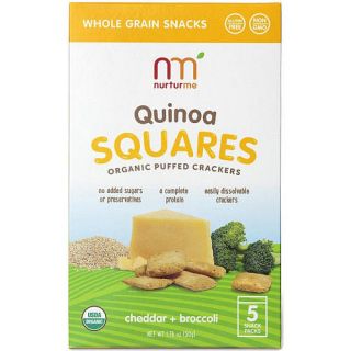 NurturMe Quinoa Squares Cheddar and Broccoli Organic Puffed Crackers 5 Packs   1.76 Ounce    NurturMe