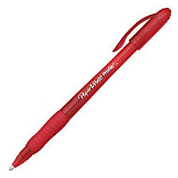 Paper Mate Profile Ballpoint Stick Pens Bold Point 1.4 mm Translucent Red Barrel Red Ink Pack Of 12