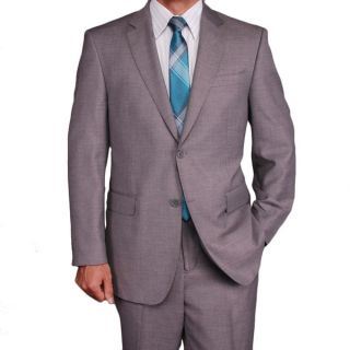 Mens Light Gray Wool/Silk Blend 2 button Suit