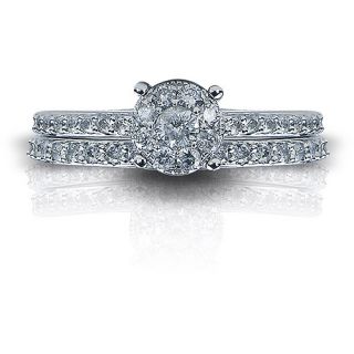 3/4 Carat T.W. Round Diamond 10kt White Gold Bridal Set