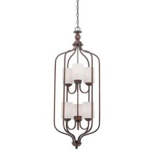 Millennium Lighting 6 Light Rubbed Bronze Pendant with Etched White Glass 3066 RBZ