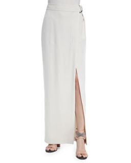 Brunello Cucinelli Belted Slit Maxi Skirt, Vanilla