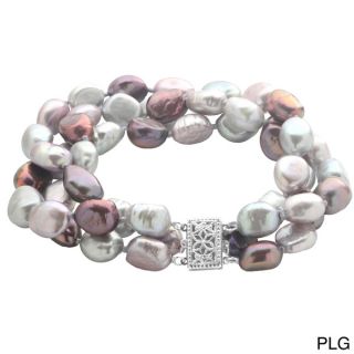 Pearls For You 7.5 14K Multi Color 3Str Baroque Freshwater Pearl