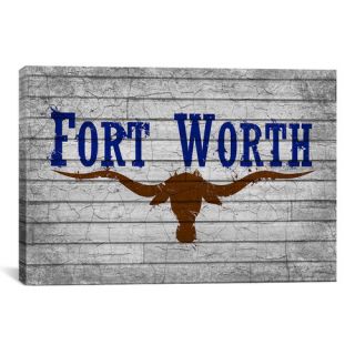 Flags Fort Worth, Texas   Grunge Painted Graphic Art on Canvas