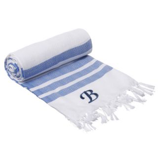 Authentic Royal Blue Bold Stripe Pestemal Fouta Turkish Cotton Bath