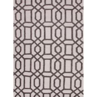 Hand Tufted Geometric Pattern Grey Wool/ Art Silk Area Rug (36 x 56)