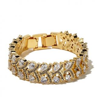 AKKAD "Heavenly You" CZ and Crystal Pear Shaped Goldtone Link Bracelet   7877976