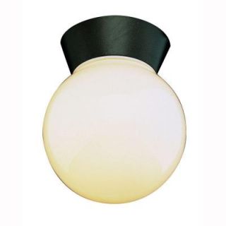 Bel Air Lighting Metropolitan 1 Light Black Outdoor Flushmount with Opal Glass 4850 BK