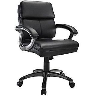 Modway EEI 719 BLK Stellar Vinyl Mid Back Executive Chair with Fixed Arms, Black