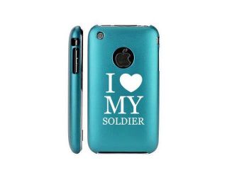 Apple iPhone 3G 3GS Light Blue E1617 Aluminum Metal Back Case I Love My Soldier