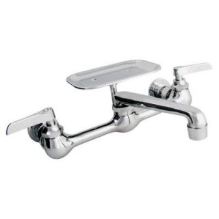 LDR Industries 2 Handle Wall Mount Kitchen Faucet with Soap Dish in Chrome 15728074