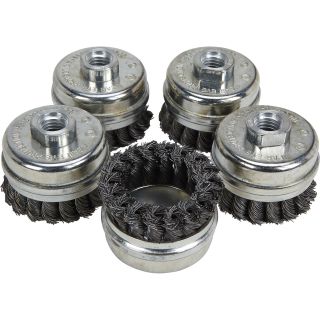 Klutch 2.5in. Twisted Knot Cup Brushes — 5-Pk.  Wire Wheels
