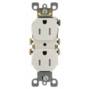 Leviton T5320 SW Electrical Outlet, 15A 125V Duplex Receptacle Tamper Resistant Self Grounding   White