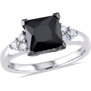 4 2/3 Carat T.G.W. Black and White CZ Sterling Silver Engagement Ring