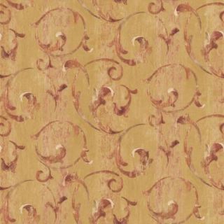 The Wallpaper Company 56 sq. ft. Orange Traditional Scroll Wallpaper WC1280187