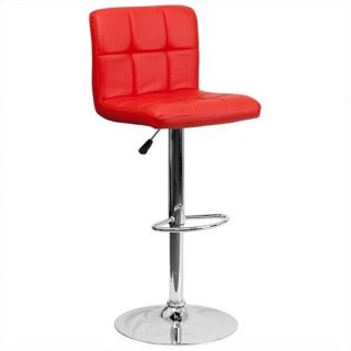 Flash Furniture 25" to 33" Quilted Bar Stool in Red with Chrome Base   DS 810 MOD RED GG