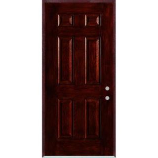 Stanley Doors 36 in. x 80 in. Infinity 6 Panel Stained Fiberglass Woodgrain Prehung Front Door with Brickmould FW S 36 L W B