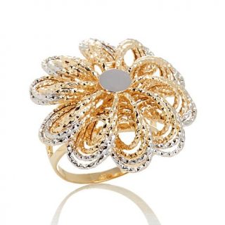 Technibond® 2 Tone Diamond Cut "Flower" Ring   7912173