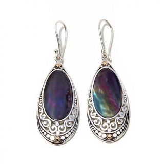 Bali Designs by Robert Manse Black Abalone Scroll Drop Earrings with 18K Accent   7876970