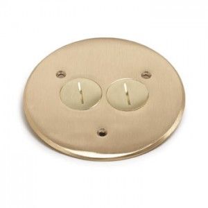 Lew Electric TCP 2 Floor Box Cover 5 3/4" Diameter  for Duplex Receptacle and Telephone/Data   Brass