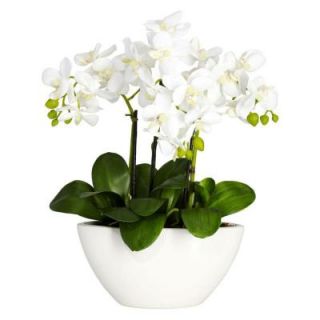 Nearly Natural 16 in. H White Phalaenopsis Silk Flower Arrangement 4804