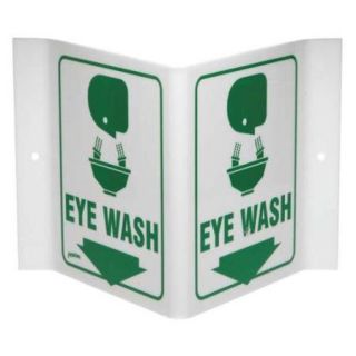BRADY V1EW03A Eye Wash Sign,6 x 9In,GRN/WHT,Eye Wash