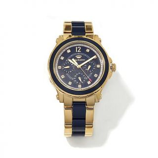 Juicy Couture Goldtone and Navy Round Case 3 Subdial Striped Bracelet Watch   8085447