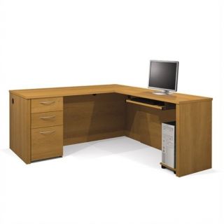 Bestar Embassy L shaped Workstation with Assembled Pedestal in Cappuccino Cherry   60873 68