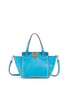Valentino Rockstud Micro Mini Tote Bag, Blue