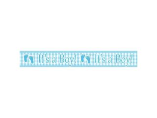 Club Pack of 24 Powder Blue "It's A Boy" Gingham Foil Baby Shower Banner 6'