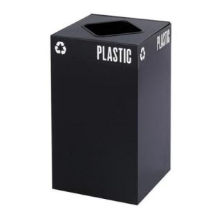 Public Square Powder Coated Trash Bin in Black (38 in.   37 Gallon)