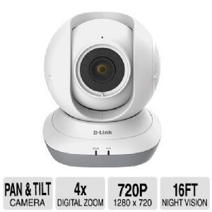 D Link HD Pan & Tilt Wi Fi Baby Camera   Network CCTV Camera, 4x Digital Zoom, 16ft Night Vision, H.264, 720p HD 1280 x 720, 2 Way Audio   DCS 855L