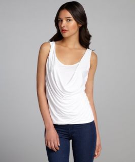 Three Dots White Jersey Knit Cowl Neck Overlay Tank Top (323797105)