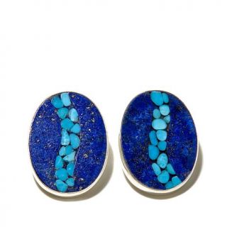 Jay King Lapis and Sleeping Beauty Turquoise Doublet Sterling Silver Earrings   7778940