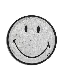 Anya Hindmarch Smiley Leather Sticker for Handbag, Silver