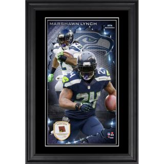 Fanatics Authentic Marshawn Lynch Seattle Seahawks Vertical Framed Photograph with Piece of Game Used Football   Limited Edition of 250