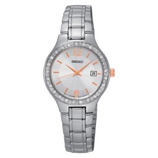Seiko Womens SUR769 Stainless Steel Crystal Embelished Bezel Watch