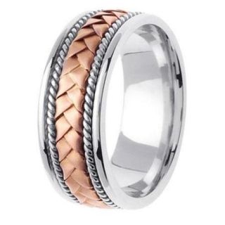 L. A. Wedding 14KLAW129 S6 8. 5mm 14K Rose Gold Handmade Wedding Band   Size 6