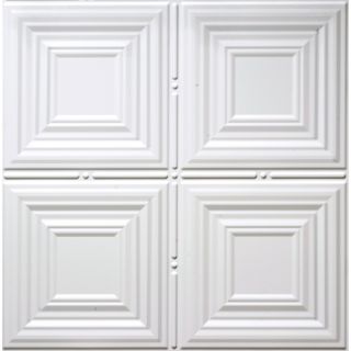 Dimensions Matte White Faux Tin 15/16 in Drop Acoustic Ceiling Tiles (Common 24 in x 24 in; Actual 23.75 in x 23.75 in)
