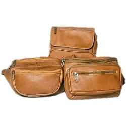 David King Leather 409 Large Double Pocket Waist Pack Tan  