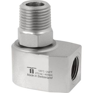 Mosmatic 90 Degree Pressure Washer Swivel — 4000 PSI, 3/8in. NPT-F x 1/2in.-M, Stainless Steel, Model# WDE  Pressure Washer Fittings