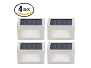 Hoont Outdoor Stainless Steel LED Solar Step Light   Pack of 4   Illuminates Stairs, Deck, Patio, Etc